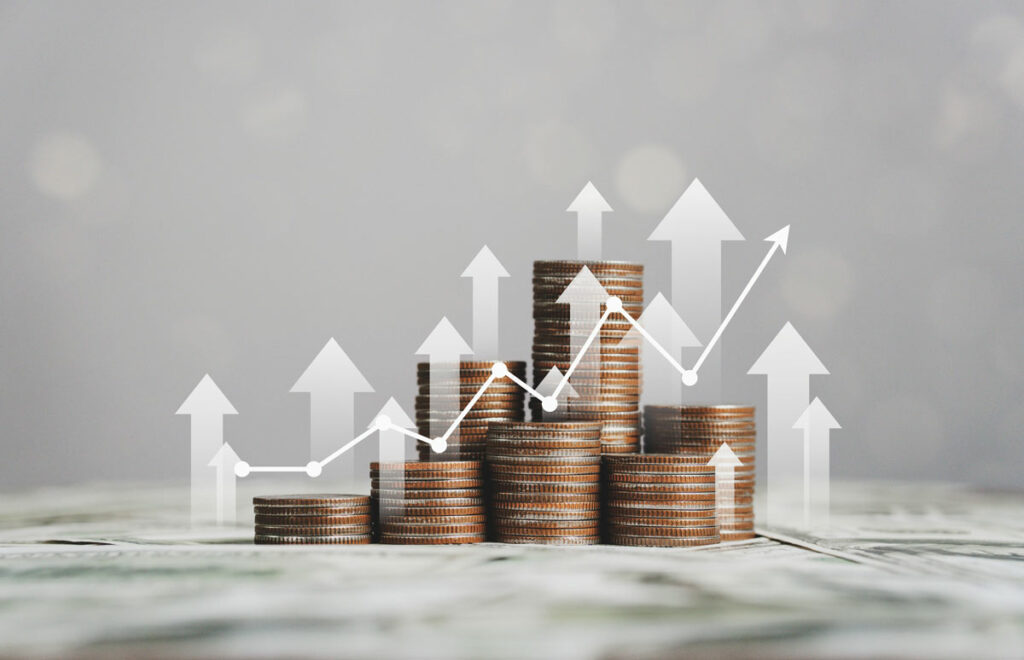 The accumulating financial costs of academic cheating. A series of coin stacks accompanied by upward arrows, indicating the cumulative effect of these costs.