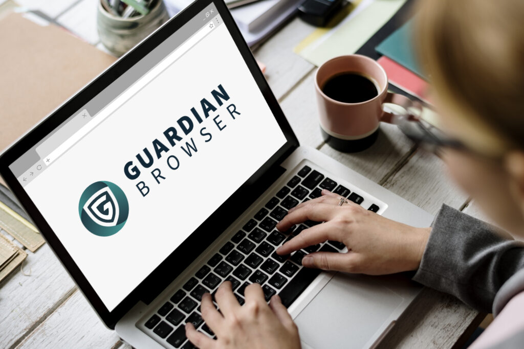 Laptop running Guardian Browser secure browser for online assessment.