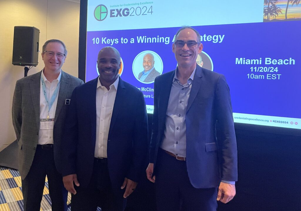 From left: ETS’s CSO, Wallace Dalrymple; Meazure Learning's CEO, Tim McClinton; and Vaital’s CEO, David Yunger