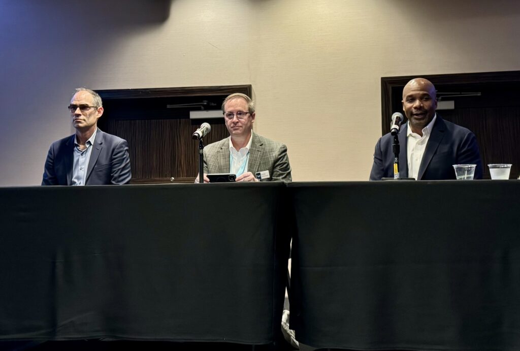 The session panelists at the 2024 I.C.E. Exchange. From left: David Yunger, Wallace Dalrymple, and Tim McClinton